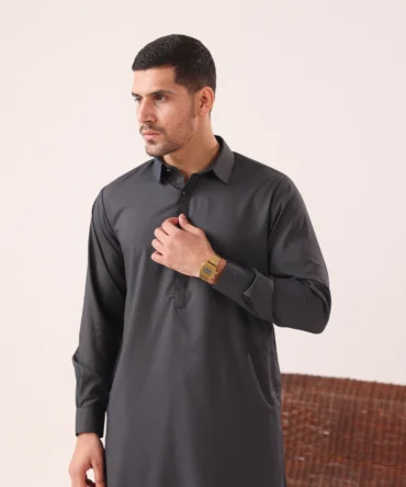 Dark Grey Kameez Shalwaar